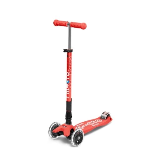 Scooter Maxi Micro Deluxe Foldable LED Bright Coral